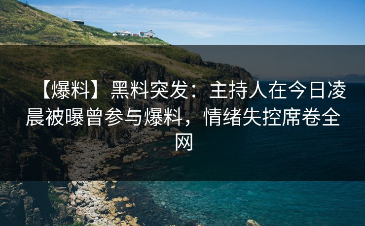 【爆料】黑料突发：主持人在今日凌晨被曝曾参与爆料，情绪失控席卷全网