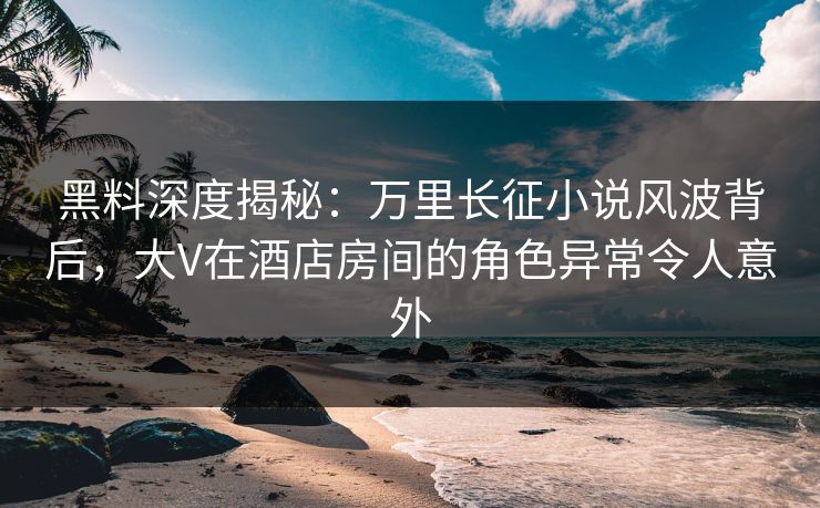 黑料深度揭秘：万里长征小说风波背后，大V在酒店房间的角色异常令人意外