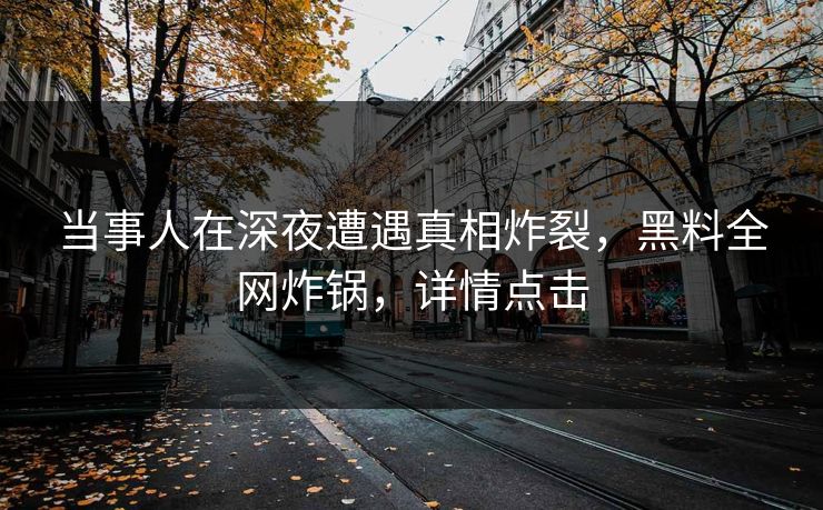 当事人在深夜遭遇真相炸裂，黑料全网炸锅，详情点击