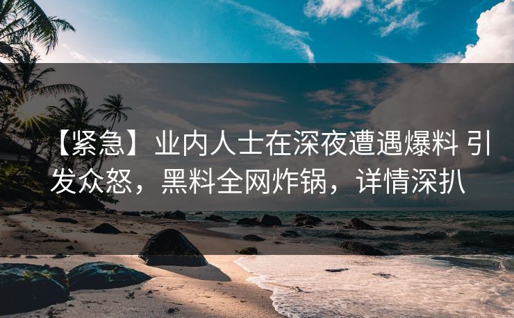 【紧急】业内人士在深夜遭遇爆料 引发众怒,黑料全网炸锅,详情深扒 【紧急】业内人士在深夜遭遇爆料 引发众怒,黑料全网炸锅,详情深扒